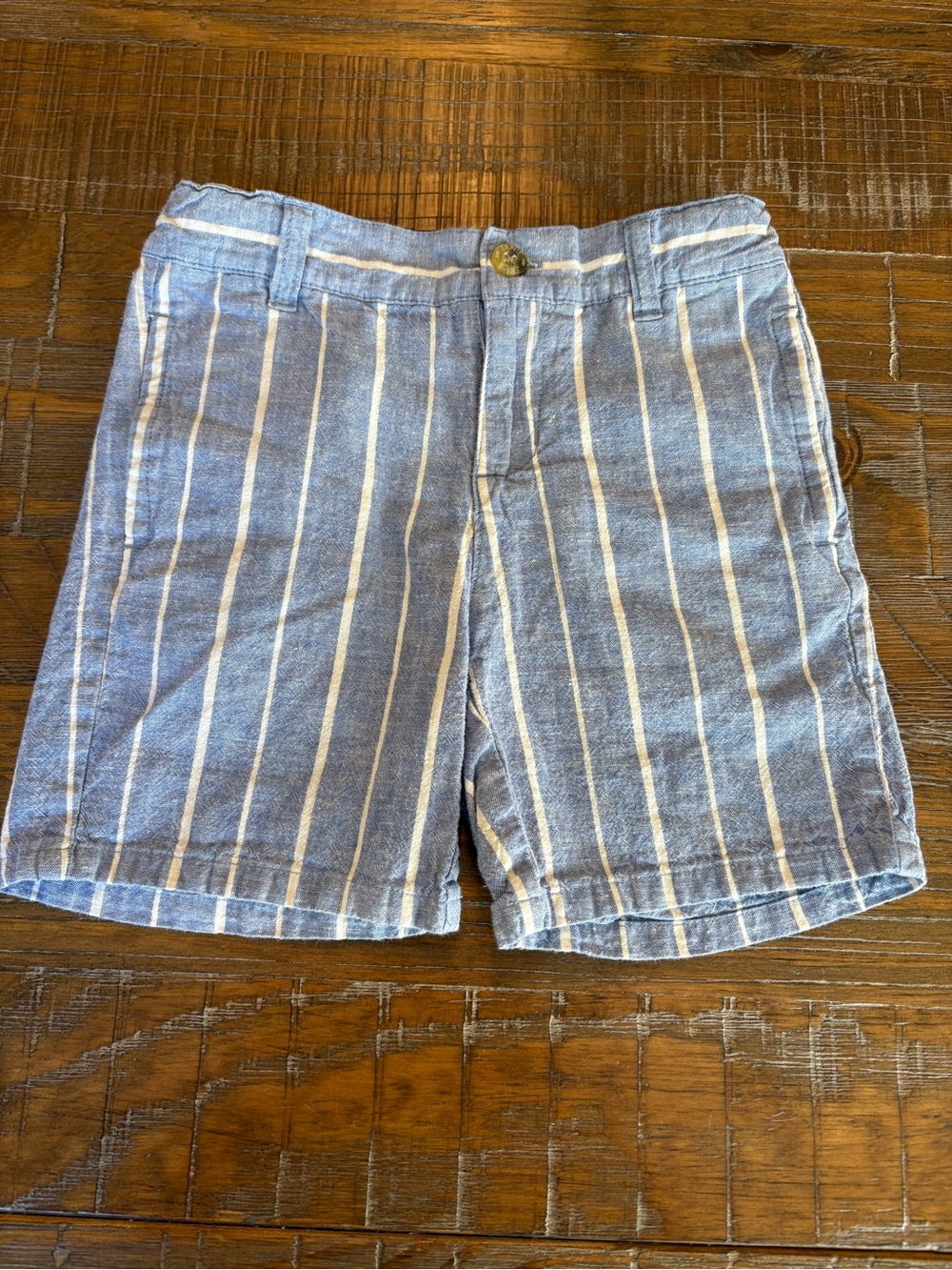 Janie and Jack Blue and White Vertical Stripe Flat Front Shorts, Size 4